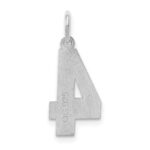 Sterling Silver/Rhodium-plated Satin Number 4 Charm - Image 4
