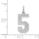 Sterling Silver/Rhodium-plated Satin Number 5 Charm - Image 3