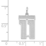 Sterling Silver/Rhodium-plated Satin Number 11 Charm - Image 3