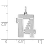 Sterling Silver/Rhodium-plated Satin Number 14 Charm - Image 3