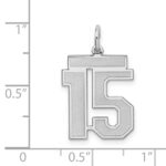 Sterling Silver/Rhodium-plated Satin Number 15 Charm - Image 3