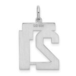 Sterling Silver/Rhodium-plated Satin Number 21 Charm - Image 4