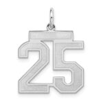 Sterling Silver/Rhodium-plated Satin Number 25 Charm