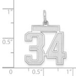 Sterling Silver/Rhodium-plated Satin Number 34 Charm - Image 3