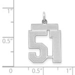 Sterling Silver/Rhodium-plated Satin Number 51 Charm - Image 3