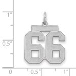 Sterling Silver/Rhodium-plated Satin Number 66 Charm - Image 2