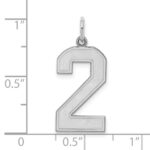 Sterling Silver/Rhodium-plated Satin Number 2 Charm - Image 3