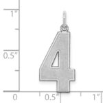 Sterling Silver/Rhodium-plated Satin Number 4 Charm - Image 3