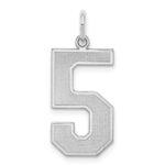 Sterling Silver/Rhodium-plated Satin Number 5 Charm