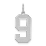 Sterling Silver/Rhodium-plated Satin Number 9 Charm