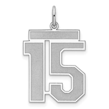 Sterling Silver/Rhodium-plated Satin Number 15 Charm