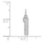 Sterling Silver/Rhodium-plated Satin Number 1 Charm - Image 3