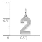 Sterling Silver/Rhodium-plated Satin Number 2 Charm - Image 3