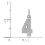 Sterling Silver/Rhodium-plated Satin Number 4 Charm - Image 3