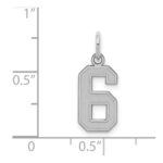Sterling Silver/Rhodium-plated Satin Number 6 Charm - Image 3