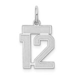 Sterling Silver/Rhodium-plated Satin Number 12 Charm