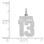 Sterling Silver/Rhodium-plated Satin Number 13 Charm - Image 3