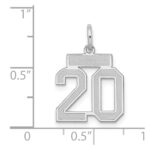 Sterling Silver/Rhodium-plated Satin Number 20 Charm - Image 3