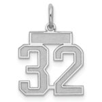 Sterling Silver/Rhodium-plated Satin Number 32 Charm