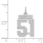Sterling Silver/Rhodium-plated Satin Number 51 Charm - Image 3