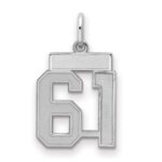 Sterling Silver/Rhodium-plated Satin Number 61 Charm