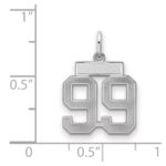 Sterling Silver/Rhodium-plated Satin Number 99 Charm - Image 2