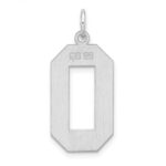 Sterling Silver/Rhodium-plated Polished Number 0 Charm - Image 3