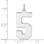 Sterling Silver/Rhodium-plated Polished Number 5 Charm - Image 4