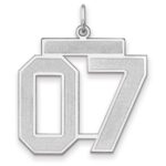 Sterling Silver/Rhodium-plated Satin Number 07 Charm