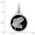 Sterling Silver Black Epoxy Bass Fish Pendant - Image 4