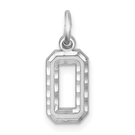 Sterling Silver Rhodium-plated Diamond-cut #0 Charm