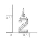 Sterling Silver Rhodium-plated Diamond-cut #2 Charm - Image 3