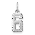 Sterling Silver Rhodium-plated Diamond-cut #6 Charm