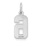 Sterling Silver Rhodium-plated Diamond-cut #6 Charm - Image 4