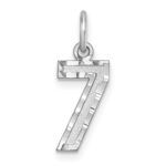 Sterling Silver Rhodium-plated Diamond-cut #7 Charm