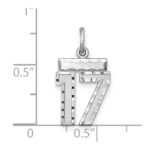 Sterling Silver Rhodium-plated Diamond-cut #17 Charm - Image 3