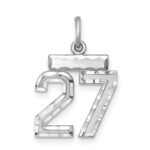 Sterling Silver Rhodium-plated Diamond-cut #27 Charm