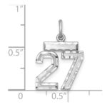 Sterling Silver Rhodium-plated Diamond-cut #27 Charm - Image 3