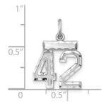 Sterling Silver Rhodium-plated Diamond-cut #42 Charm - Image 3