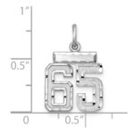 Sterling Silver Rhodium-plated Diamond-cut #65 Charm - Image 3