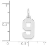 Sterling Silver/Rhodium-plated Polished Number 9 Charm - Image 3