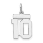 Sterling Silver/Rhodium-plated Polished Number 10 Charm