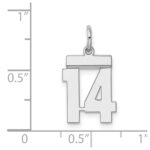 Sterling Silver/Rhodium-plated Polished Number 14 Charm - Image 4