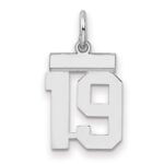 Sterling Silver/Rhodium-plated Polished Number 19 Charm