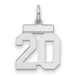 Sterling Silver/Rhodium-plated Polished Number 20 Charm