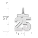 Sterling Silver/Rhodium-plated Polished Number 25 Charm - Image 2