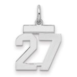 Sterling Silver/Rhodium-plated Polished Number 27 Charm