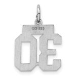 Sterling Silver/Rhodium-plated Polished Number 30 Charm - Image 4