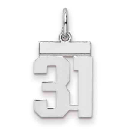 Sterling Silver/Rhodium-plated Polished Number 31 Charm