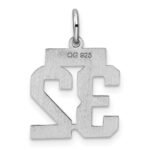 Sterling Silver/Rhodium-plated Polished Number 32 Charm - Image 4
